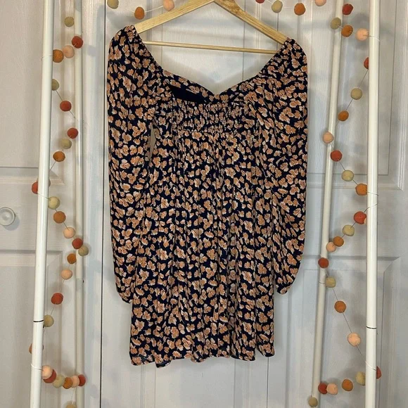 🫎ABERCROMBIE Long Sleeve Babydoll Mini Dress in Floral Print - Picture 8 of 11